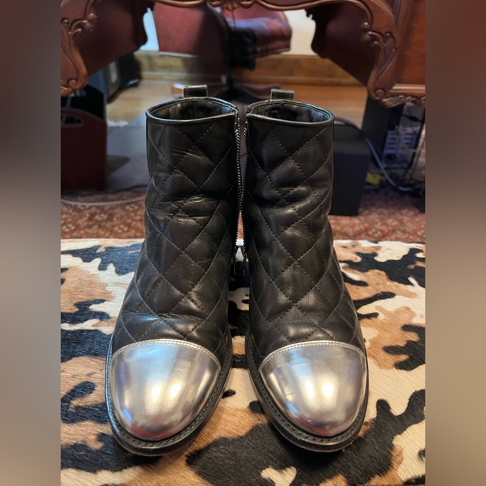 Balmain Quilted Ankle Boots Size 8M - Picture 5 of 12